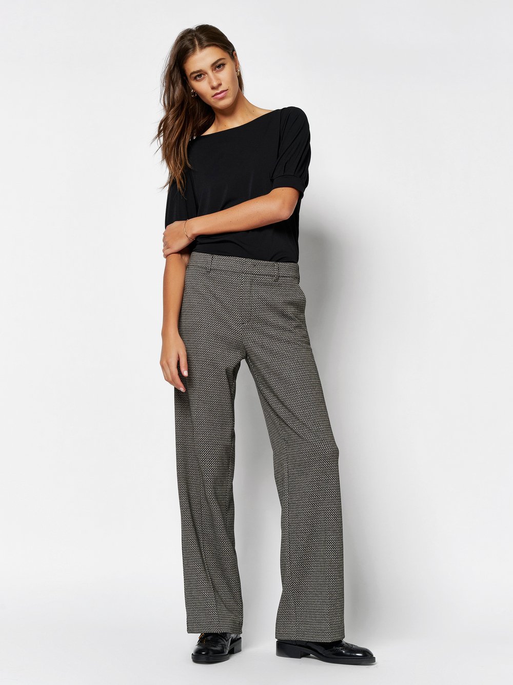 Wide Leg mit Minimal-Muster | Style »Mara_355« grey