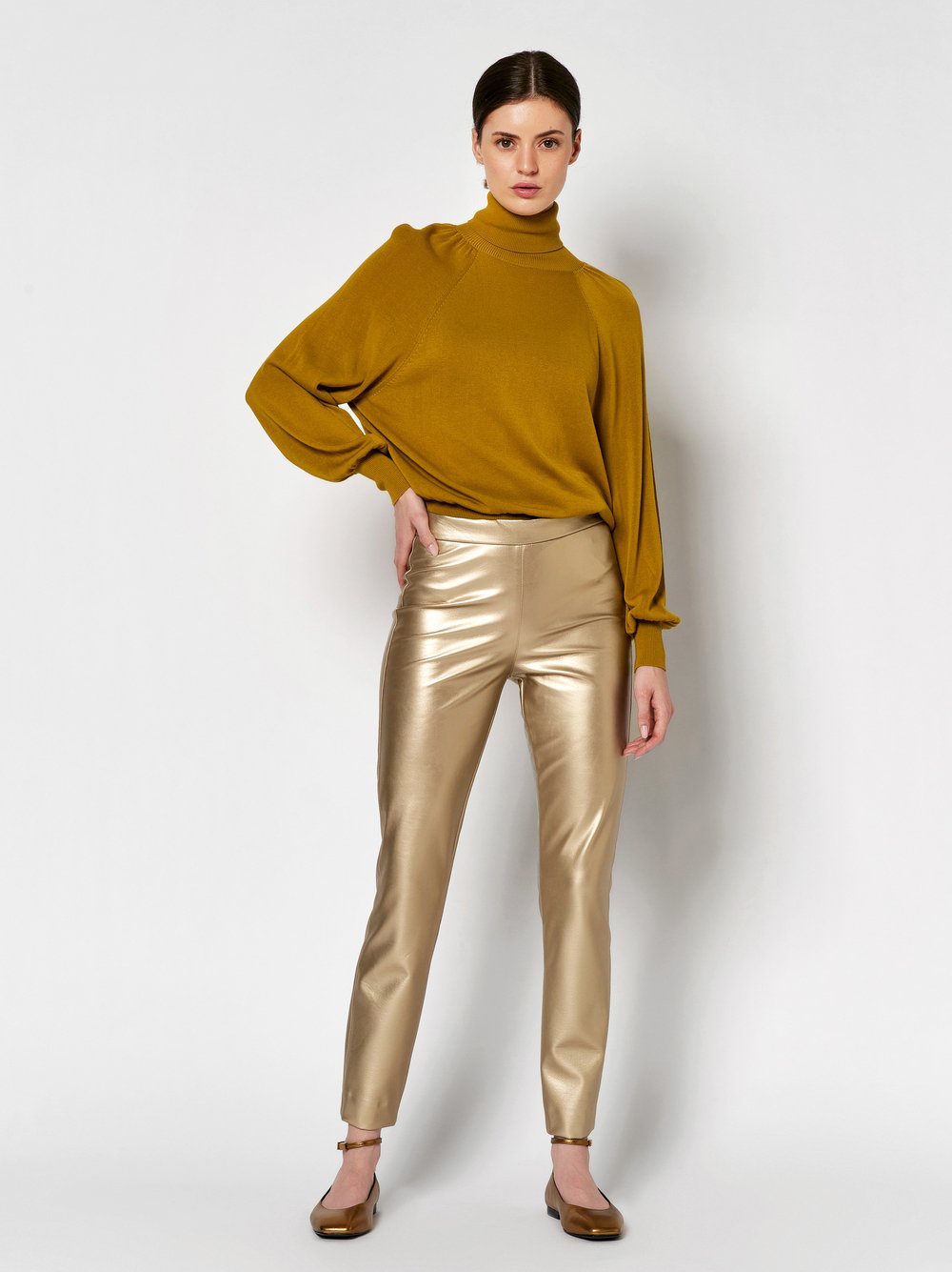 Skinny-Fit in Lederoptik | Style »Alisa_061« gold