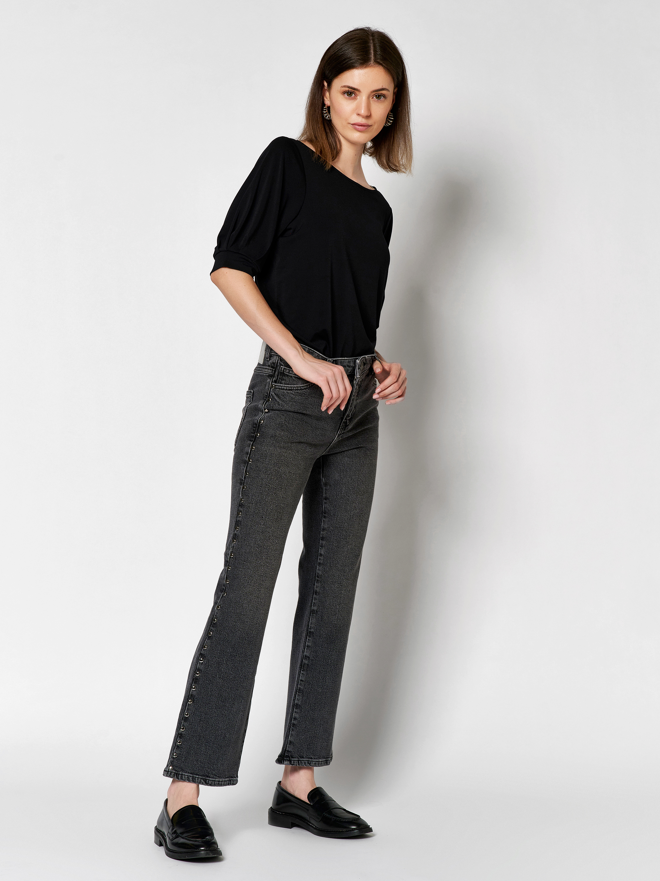 Vintage-Jeans mit Nietendetails | Style »Antonia_404« grey