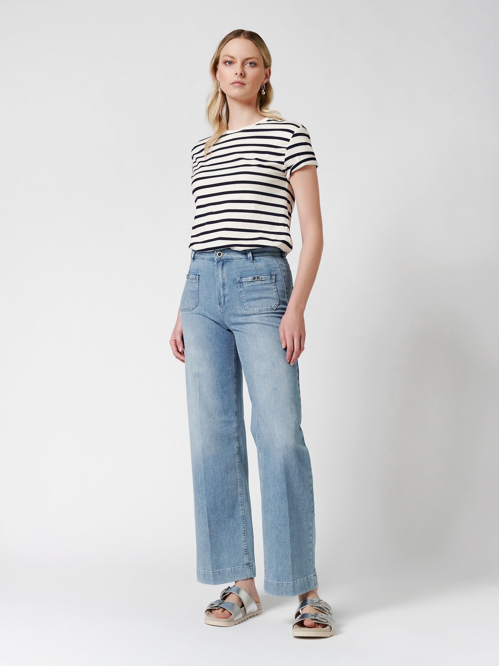 Wide leg jeans with pocket details | Style »Audrey1_085« light blue